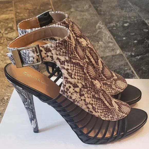 Calvin Klein Nalana Snakeskin Nappa Heels, Brand New in Box, Size 10 - Picture 6 of 12
